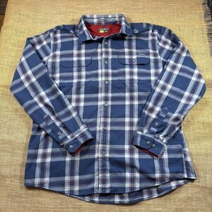 Eddie Bauer Men's AV Long Sleeve Blue/White/Red Flannel Shirt Size XL